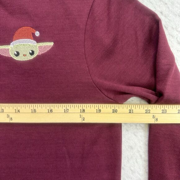 Star Wars Christmas Sweatshirt Womens Medium M Red Baby Yoda Long Sleeve Holiday - Picture 5 of 11